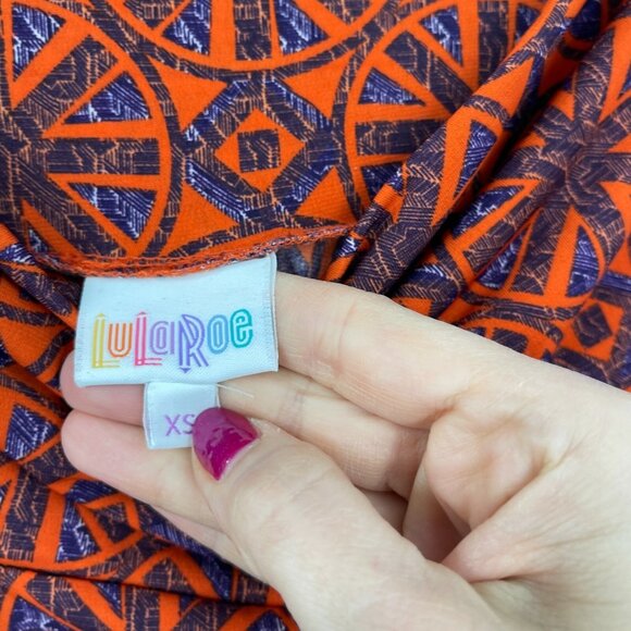 LuLaRoe Womens Maxi Skirt XS Red Geometric Casual Wheel Lightweight Knit New - Picture 6 of 10